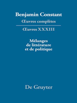 cover image of Mélanges de littérature et de politique